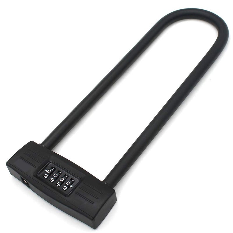 TEMEILI mioni 4 Digit U-Lock Motorcycle Lock/Bike Lock-resettable Combination U-Lock/D Bicycle Lock/Door Lock-, fix The Bicycle Without Carrying The Key. (Black) - Image 1